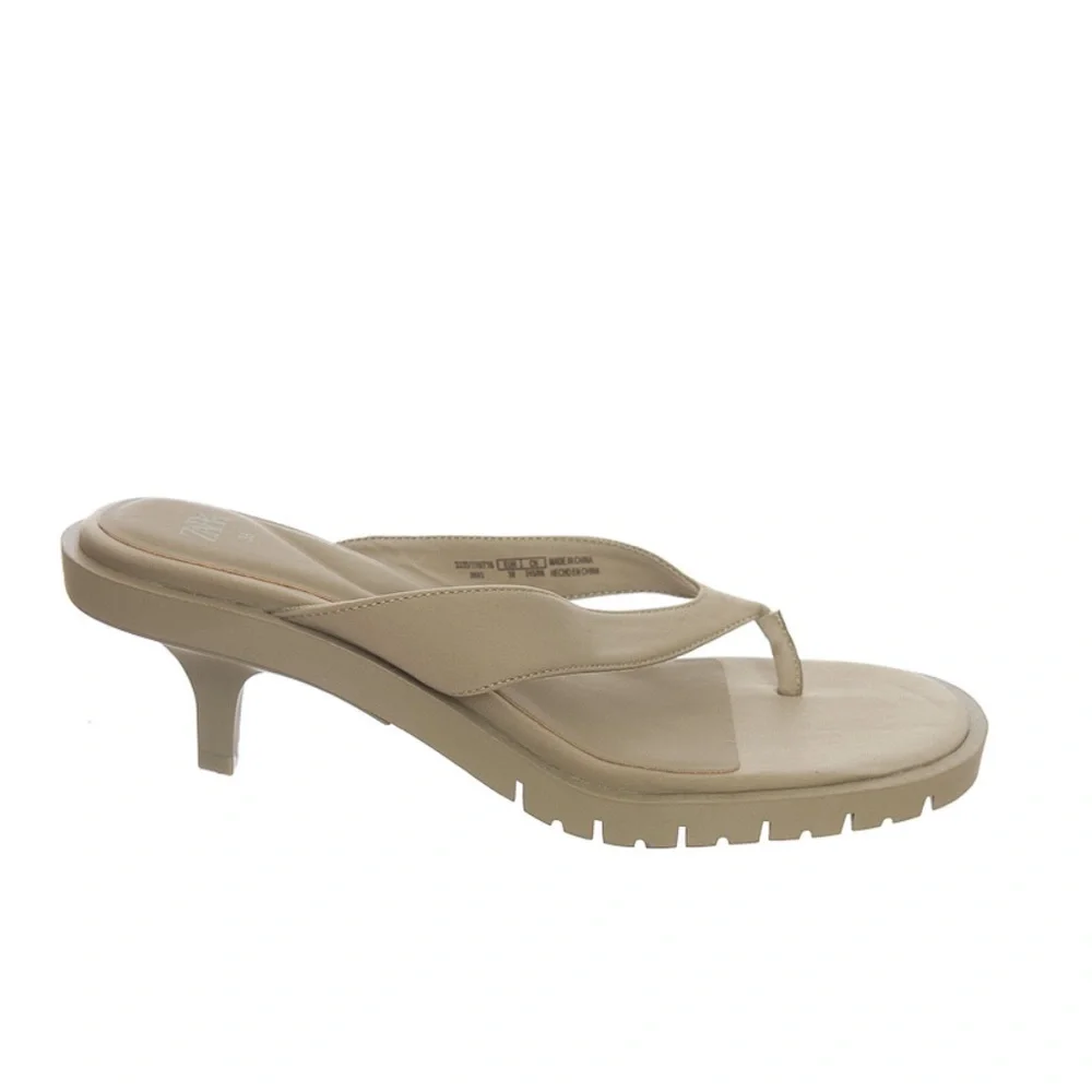 Zara Beige Heel Thong Sandals - Size 38 (US 7.5-8) - Picture 4 of 6